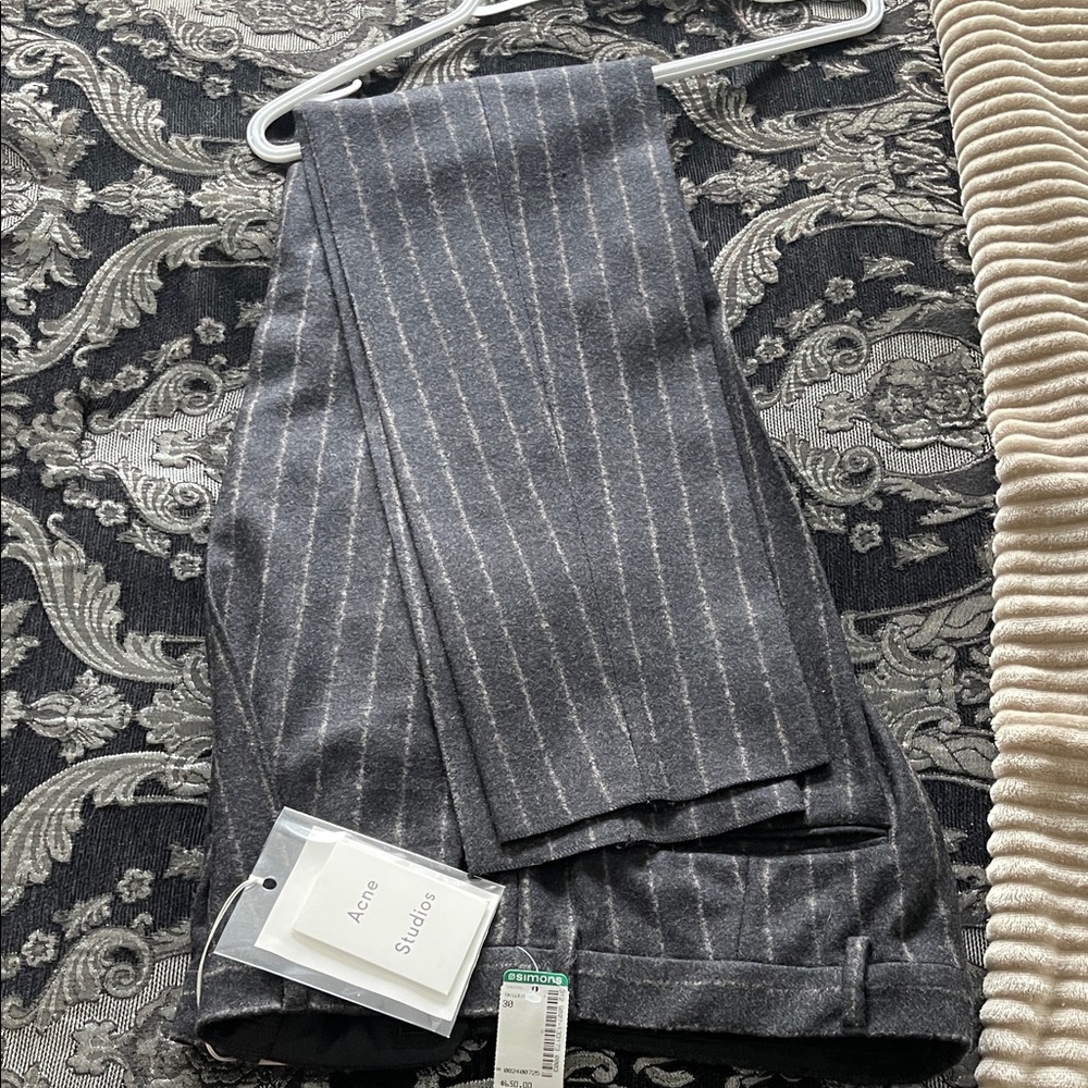 Acne Men’s Charcoal Pinstripe Dress Pants